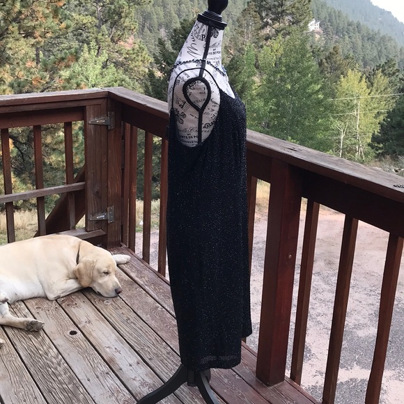 Sparkling Marina Black Beaded Party Dress Size 14 - Picture 4 of 12